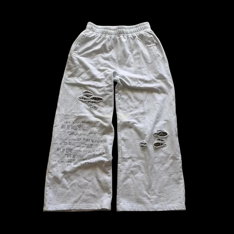 DISTRESSED SWEATPANTS (WHITE)