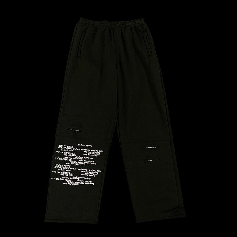 DISTRESSED SWEATPANTS (BLACK)