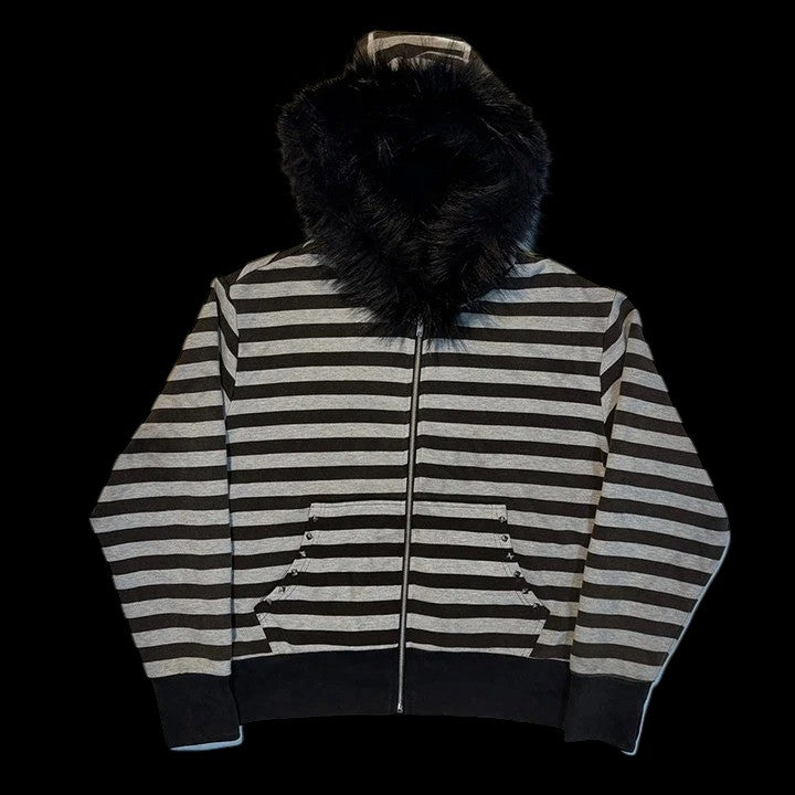 STRIPED FUR HOODIE