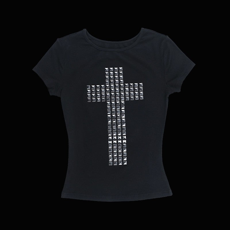 STUDDED CROSS TOP
